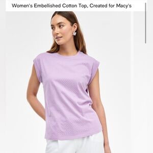 INC International Concepts Lavender Embellished Tee